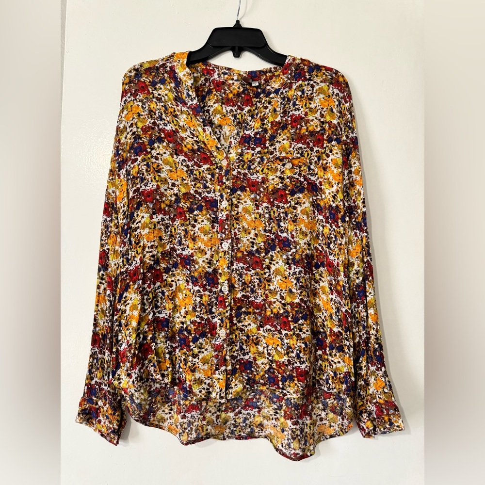Kut from the Cloth Floral Dip Hem (High Low) Blouse (S)